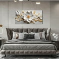 thumbnail image 6 of HFDF Canvas Wall Art for Living Room Bedroom Office White and Gold Flower Artwork Large Botanical Wall Art Wall Decor Modern Canvas Prints 24x20inch Framed, 6 of 6