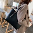 thumbnail image 4 of 2 unids/set bolso de mano de PU sólido para mujer bolso de mano de hombro de gran capacidad (negro) Likrtyny Para estrenar, 4 of 9