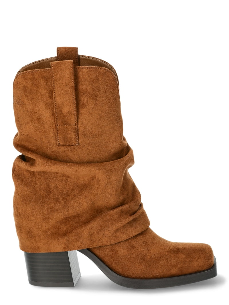 No Boundaries Women's Foldover Western Slouch Boots