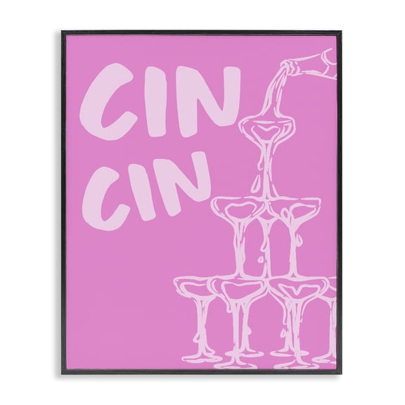 Stupell Industries Contemporary Pink Champagne Tower Black Framed Giclee Art, 11 x 14, by House of Lulu