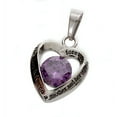 thumbnail image 2 of R.H. Jewelry Stainless Steel Mother's Purple Crystal Heart Pendant Necklace, 2 of 4