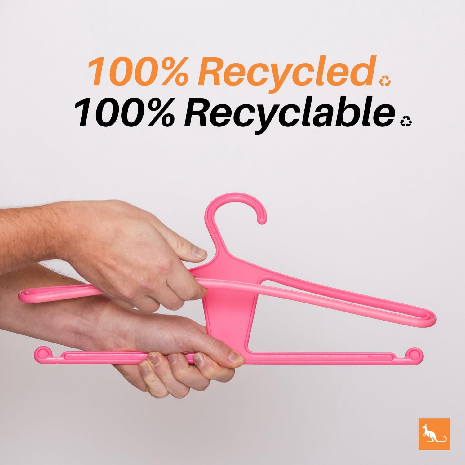 Kangaroo™ 100% Recycled High-Strength Clothing Hanger, Pants, Shirt, Jacket Hanger - Patented (Pinkity 10-Pack)