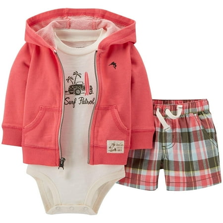 Carters 3 Piece Bear Carter's 3 Piece Cardigan Set (Baby) - Coral-Newborn, Carter's 3 piece