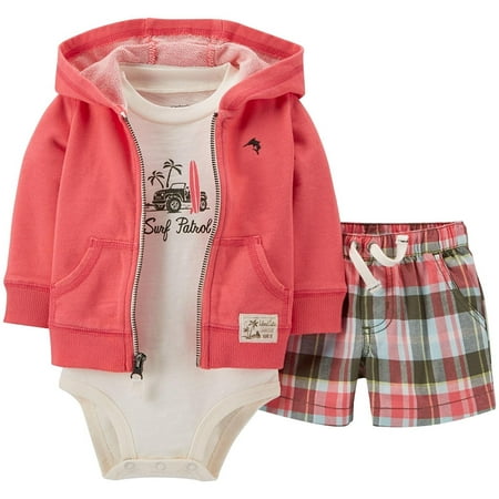 Carter's 3 Piece Cardigan Set (Baby) - Coral-Newborn, Carter's 3 piece 