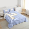 thumbnail image 3 of Feelyou Initial P Letter Bedding Comforter Set for Kid, Fashion Stripes Ombre Twin Comforter Sets, Fairy Tale Princess Reversible Bedding Set, Microfiber Bedroom Decor, 2pcs, 3 of 8