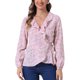 thumbnail image 1 of BLUSA DE VOLANTES DE CUELLO EN V DE MUJER INSPIRADA CHIC, CON ESTAMPADO FLORAL Y CINTA PARA ATAR, TOP PEPLUM XS ROSA ROJO, 1 of 6