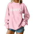thumbnail image 3 of asdoklhq Cozy Sweaters for Women's Christmas merry round-neck loose sweatshirt long-sleeved top hoodless sweatshirt Pink 2X, 3 of 7