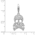 thumbnail image 4 of 925 Sterling Silver Rhodium-plated CZ Skull & Cross Bones With Lobster Clasp Charm Pendant; for Adults and Teens; for Women and Men, 4 of 4