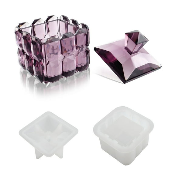 Drill Cube Jar Storage Box Container Molds Storage Box Mold Silicone Mold for Epoxy Resin Trinket