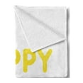 thumbnail image 2 of Yellow and White Soft Flannel Fleece Blanket, Happy Word with a Smiling Mouth Flat Design Illustration Joyous Mood, Cozy Plush for Indoor and Outdoor Use, 50" x 60", Yellow and White, by Ambesonne, 2 of 5