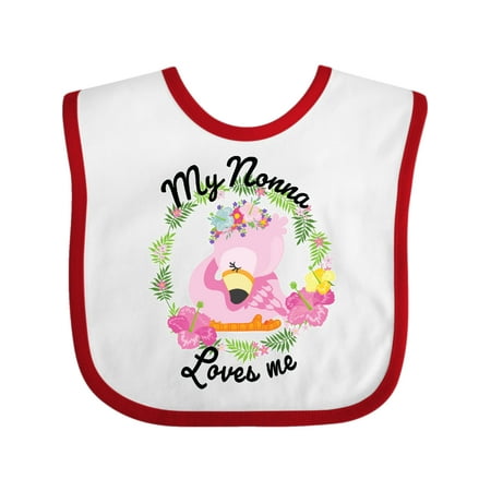 

Inktastic Baby Flamingo My Nonna Loves Me with Flower Wreath Gift Baby Boy or Baby Girl Bib