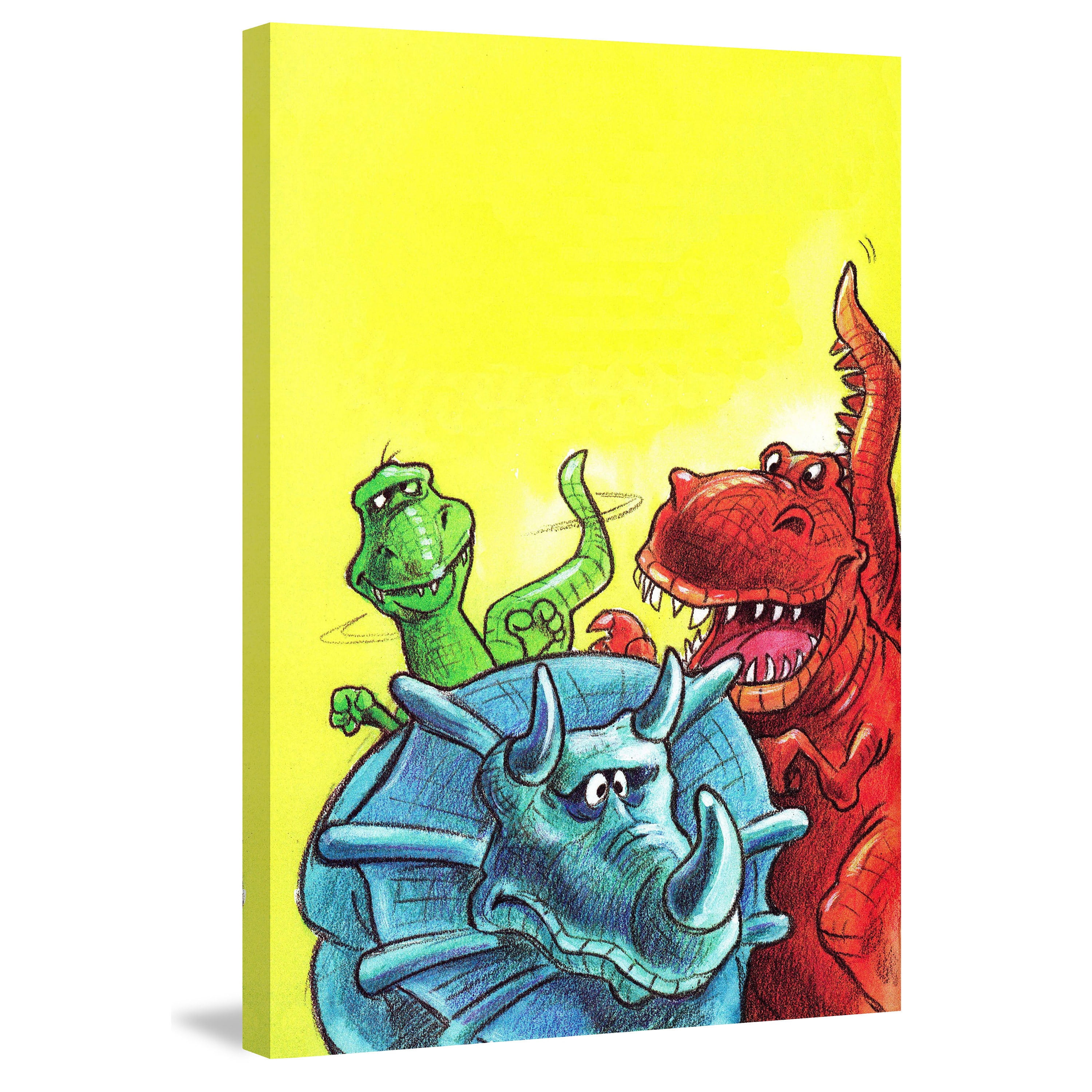 Marmont Hill "Funny Dinosaurs" by Curtis Painting Print on Canvas