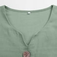 thumbnail image 6 of Women Casual Cotton Linen V Neck 3/4 Sleeve Button Decor Loose Fit Summer Blouse Top, 6 of 9