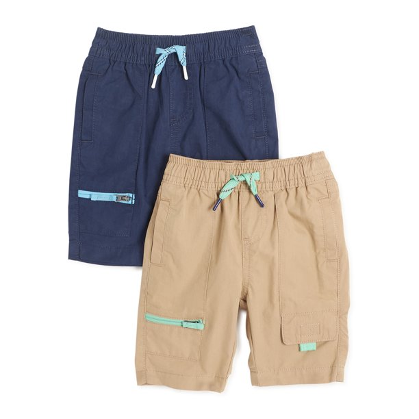 Wonder Nation Baby and Toddler Boy UPF 50+ Cargo Adventure Shorts Multipack, 2Pack, Sizes 12M
