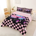 thumbnail image 2 of Manfei Cute Monster Truck Queen Comforter Set,Pink Checkboard Comforter Sets Queen,Pink Reversible,3pcs,1 Comforter and 2 Pillowcases, 2 of 7