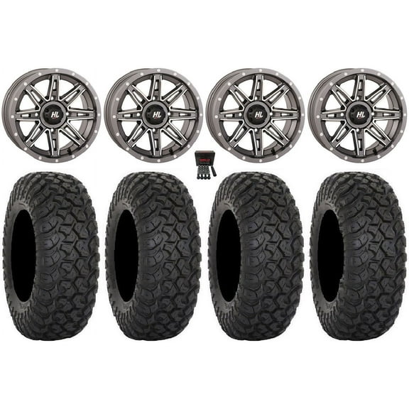 High Lifter HL22 14" Wheels Gunmetal 30" RT320 Tires Can-Am Maverick X3 / Honda Pioneer 1000 / Talon