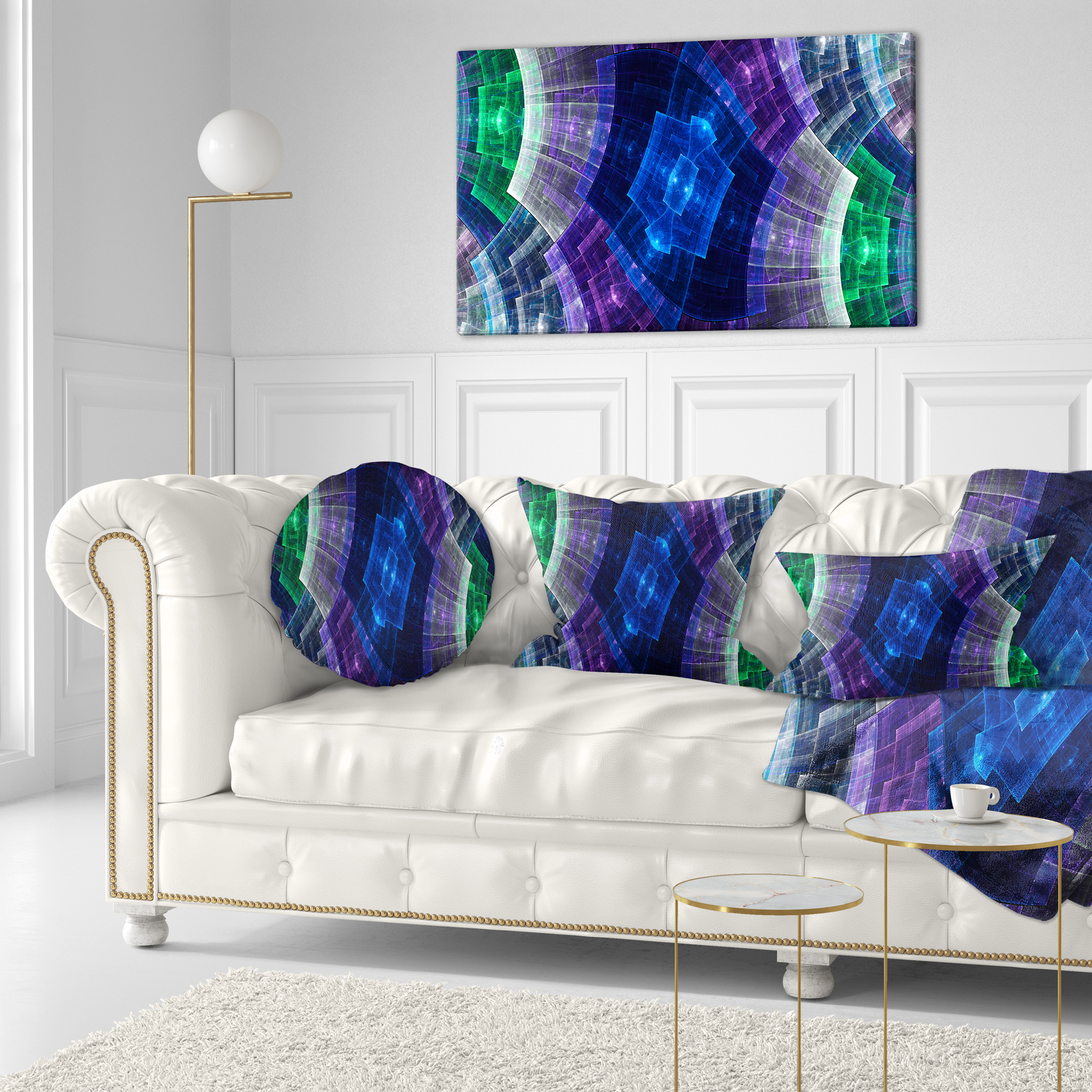 Designart 12" x 20" Blue Polyester Throw Pillow