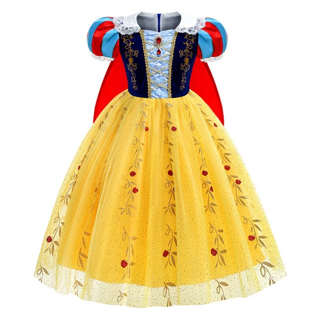Vestido de princesa Blancanieves para niña, disfraz con capa, vestido de baile de encaje para Halloween, fiesta de cumpleaños, vestido de Cosplay para niños de 2 a 10 años Fivean unisex
