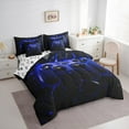 thumbnail image 3 of Manfei Game Console Bedding Comforter Set 7 Pieces,3D Hexagon Geometric Full Bedding Set,Blue Geometric Honeycomb Fitted Sheet Flat Sheet For Teens,Breathable Bedroom Decorative,Reversible, 3 of 8