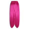thumbnail image 4 of TiaoBug Womens Belly Dance Pants Elastic Waistband Satin Harem Pants Dancing Tribal Latern Bloomers Pants Hot Pink S, 4 of 7