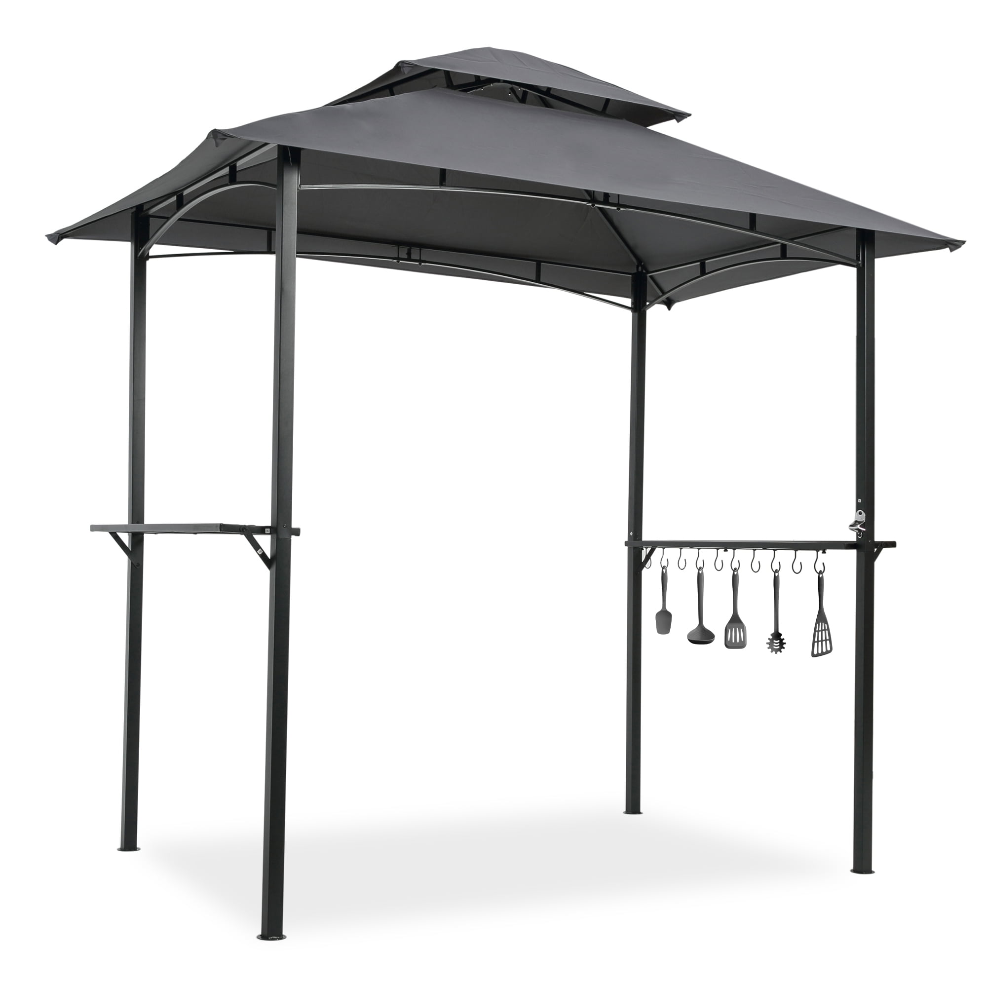 FAB BASED 8x5 Grill Gazebo Canopy for Patio Outdoor BBQ Gazebo with Shelves Barbeque Grill Canopy with Extra 2 LED Lights