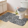 thumbnail image 4 of Abstract Floral Bathroom Rugs Set Retro Gray Black Geometric Texture Ornate Vintage Non Slip Absorbent Soft Bath Mats 3 Piece Set with Bathroom Rug, U-Shaped Floor Mat, Toilet Seat Cover Small Size, 4 of 9