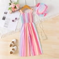 thumbnail image 3 of breaise Girls Jumpsuit Striped Sleeveless Girl Casual Rompers Suspender Wide Leg Pants with Belt Jumpsuit for Girls 2-7Y, 3 of 8