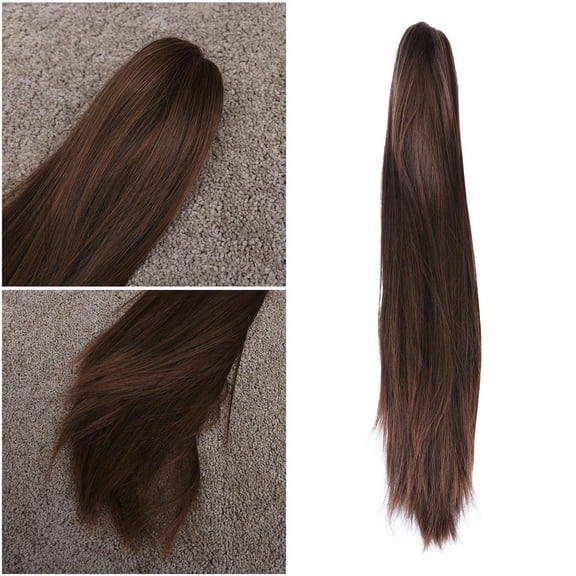 Worgeous Long Straight Synthetic Hair Wig Jaws Clamp Ponytails Hair Extensions Ponytails Wig Hairpiece (Light Brown)