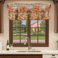 thumbnail image 6 of Orange Pumpkin Fall Curtain Valances for Windows, Kitchen Valance Window Treatments Panel 2 Pack, Cattle Thanksgiving Checkered Farmhouse Wooden Short Curtains for Bathroom Bedroom 60 x 18 Inch, 6 of 8