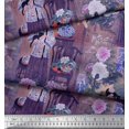 thumbnail image 3 of Soimoi Poly Georgette Fabric Flower Vase,Cat & Girl Human Figure Decor Fabric Printed Yard 52 Inch Wide, 3 of 3