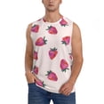 thumbnail image 2 of Lsque Hand Drawn Strawberry Print Men's Cotton Blend Sleeveless Muscle Shirts (S-3XL)- Moisture Wicking, Odor Protection, UPF 30+,Large, 2 of 8