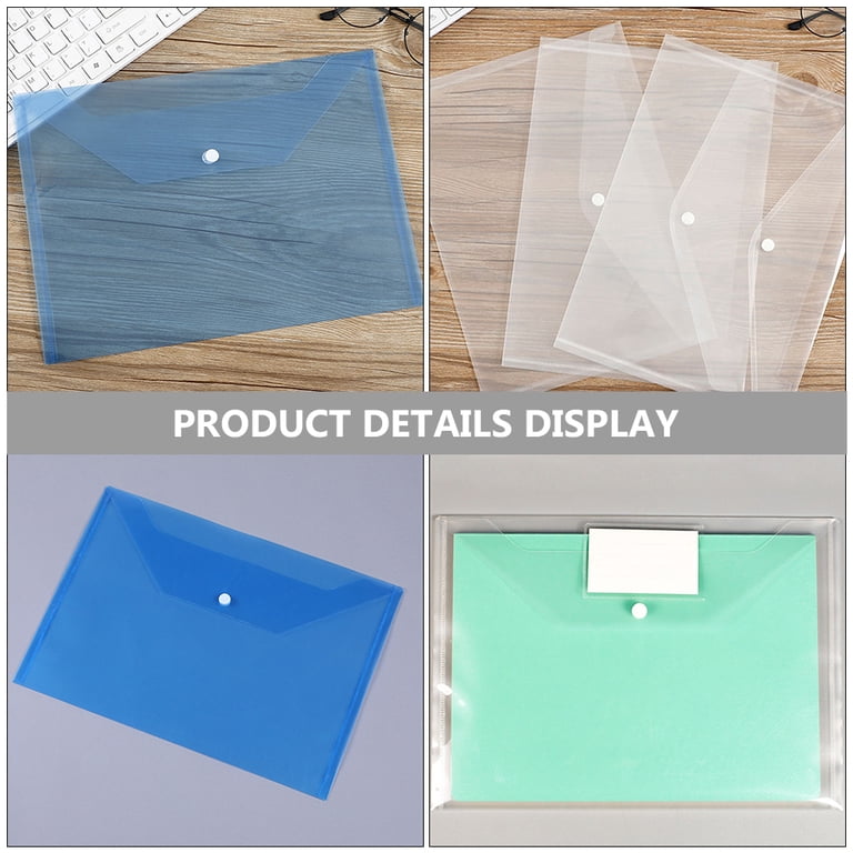 Snap Closure File Plastic Envelopes With Velcro Closure 6Pcs Clear Plastic Document ...