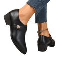 thumbnail image 5 of Willtoo Women's Low Chunky Block Heels Pumps Decor Comfortable Slip-on Heeled Loafers Evening Party Dress Shoes for Office Business, 5 of 6