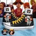 thumbnail image 3 of Nuevas zapatillas de lona de caña alta con dibujos animados de One Piece Anime Luffy Sabo Ace, zapatillas versátiles, regalos para vacaciones, 3 of 4