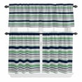 thumbnail image 2 of Kitchen Window Curtains Valance and Tier Set, Modern Minimalist Stripe Rod Pocket Tier Curtain Valance Set, Abstract Navy Blue Green Grey Line Light Filtering Cafe Curtains for Bedroom Living Room, 2 of 9