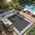 thumbnail image 5 of Garvee Outdoor Rug 10x14ft Modern Bordered Reversible Plastic Straw Rug, Waterproof RV Camping Rug Foldable Patio Rug for Deck Porch Balcony Backyard Picnic Beach, Gray/White, 5 of 9