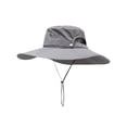 thumbnail image 2 of Only Moment Grey UV Protection Wide Brim Bucket Hat with Wind Lanyard nylon Wide Brim Waterproof Breathable Bucket Hats for Women Fishing, Hiking, Camping Sun Hats for Women A, 2 of 4
