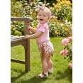 thumbnail image 3 of BemeyourBBs Newborn Baby Girl Cowgirl Outfit Western Baby Girl Summer Clothes My First Rodeos Boots Print Short Sleeve Romper Tassel Shorts and Headband Set, 3 of 9