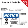 thumbnail image 2 of Eye And Ear Protection Required OSHA Notice Rigid Plastic Sign 24 Inch x 18 Inch - 10 Pack, 2 of 8