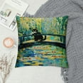 thumbnail image 2 of JEUXUS Vintage Black Cat Famous Monet Flowers Funny Floral Print Farmhouse Aesthetic Throw Pillow Cover White, 2 of 5