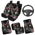 thumbnail image 2 of HUIACONG Car Floor Mats and Steering Wheel Cover Eagle US Flag Rubber Non-Slip Easy to Install Full Set Front & Rear Car Seat Covers for Additional Protection Car Mats Full Set 9 Pcs, 2 of 8