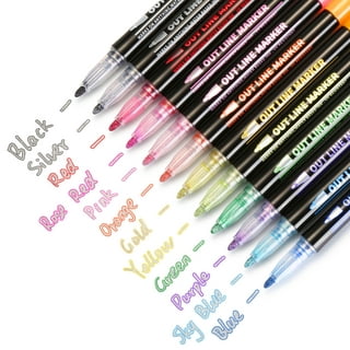  Double Line Outline Marker, Self-outline Metallic Markers for Bullet  Journal Pens & Colored Permanent Marker Pens for Kids, Amateurs  Professionals Illustration Coloring Sketching Thank You Card : Arts, Crafts  