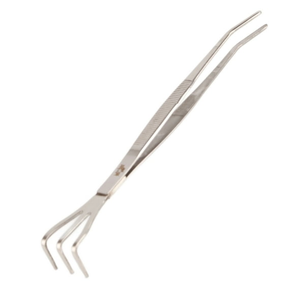ZOUSSIQI 2‑in‑1 Stainless Steel Root Rake Bonsai Tweezers Soil Farming Tool with Ergonomical Handle JU316-67120