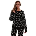 thumbnail image 4 of #FollowMe Womens Ultra-Soft Velour Jogger Pajama Set  Relaxing & Stylish Sleepwear (Black - Snowflake, Large), 4 of 4