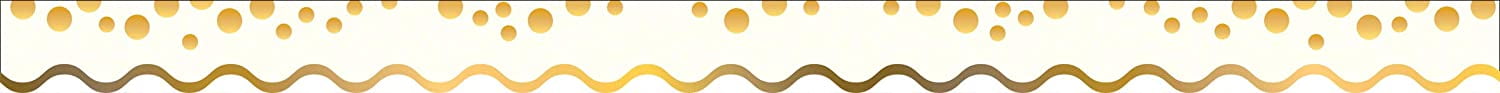 Barker Creek Double-Sided Scalloped Edge Border 2-Pack, Gold Coins, Trim out Bulletin Boards and Create Colorful Displays with 78' of Designer Double-Sided Border, 2.25" x 78' (3698)