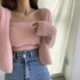 thumbnail image 3 of Two-piece Korean Women's Winter Jacket Cardigan Autumn Camisole Knitted Vest With Long Sleeve Cardigan Women Sweater Suits, 3 of 6