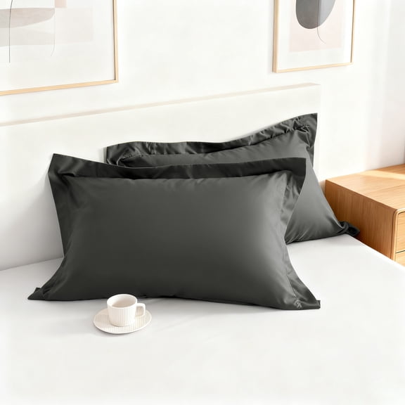 Kelnaro 2 Pack Microfiber Pillow Shams - Ultra Soft Breathable 20"x30" Sham Covers with Envelope Closure - Queen Size - Dark Grey