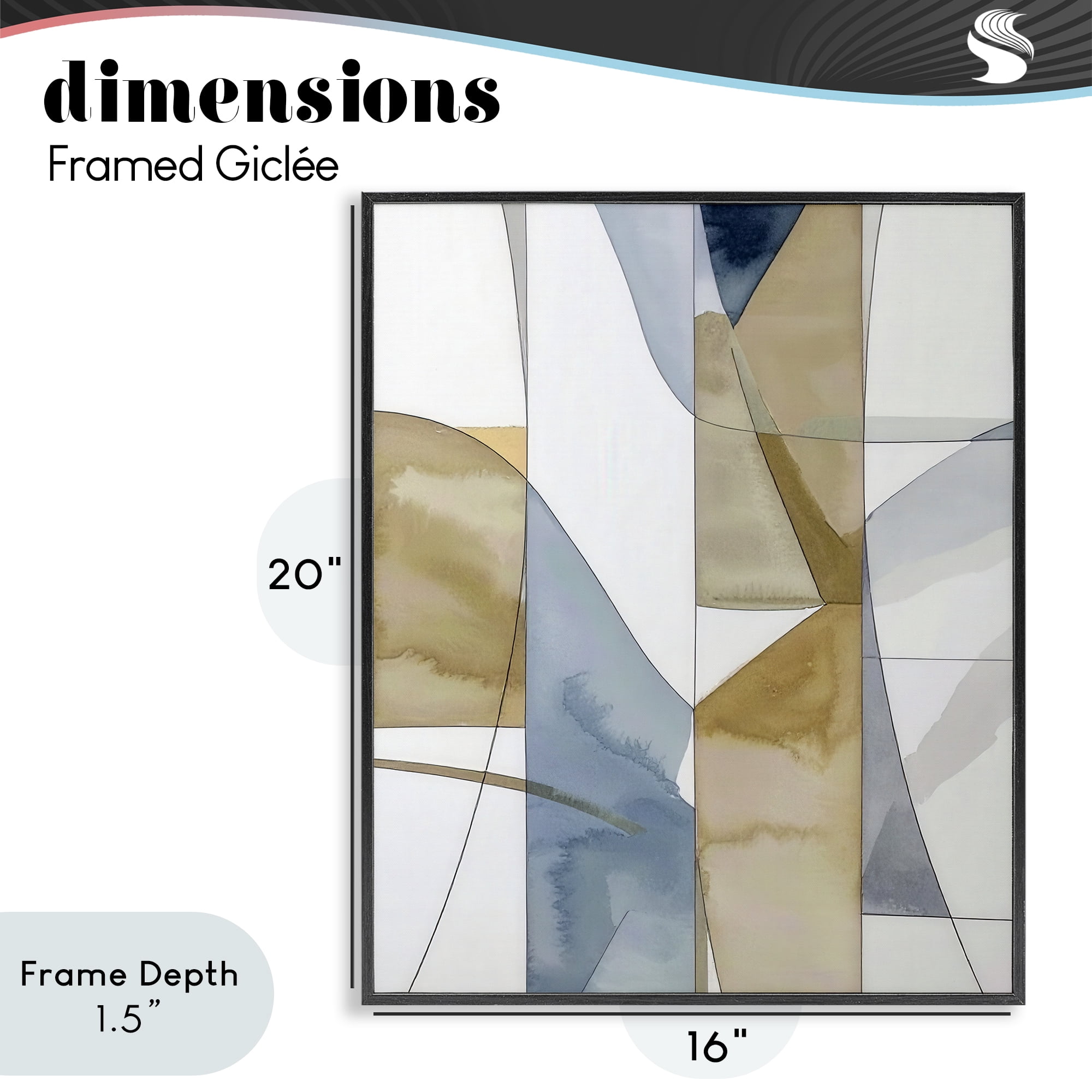 Stupell Industries Geographic Abstract Sections Black Framed Giclee Art, design by Alonza Saunders
