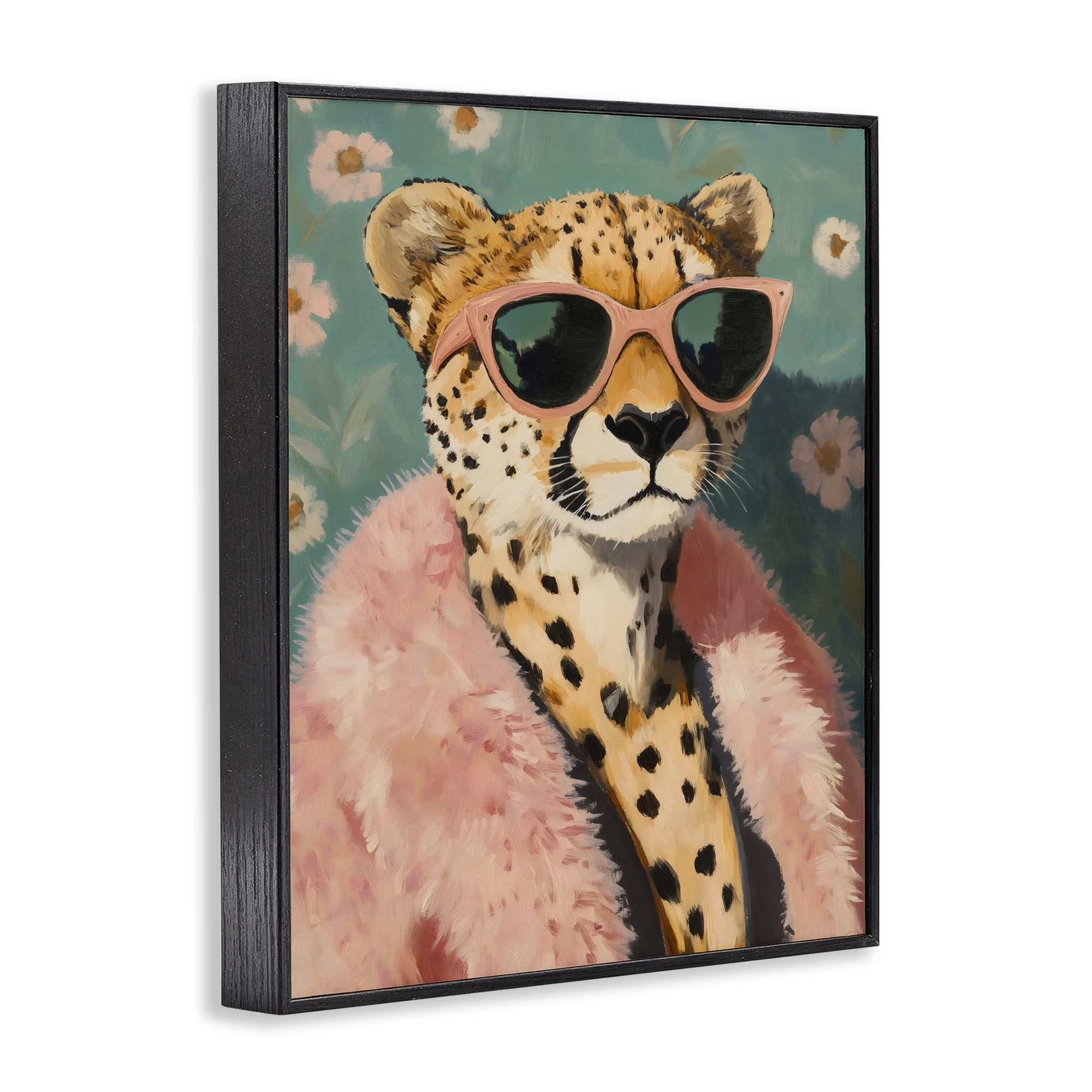 Stupell Industries Glam Cheetah in Pink Fur Black Framed Giclee Art, design by The Prints Vibe