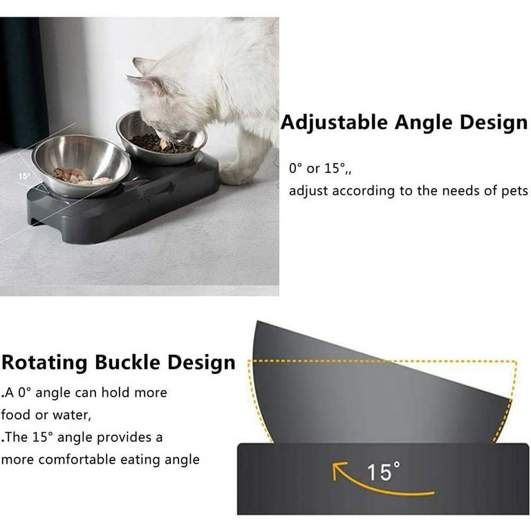 Stainless Steel Elevated Angled Cat Bowl